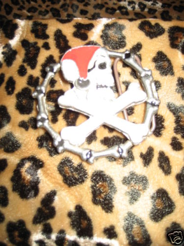 Nos Pirate Jolly Roger Skull Skeleton Crossed Bones Metal Biker USA Belt Buckle