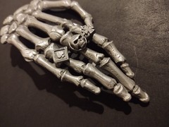 Rare Vintage 1993 Pagan Made In England Skeleton Death Hand Belt Buckle Rare 6”