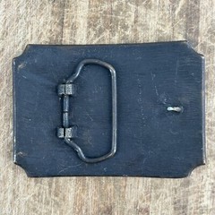 Vtg brass belt buckle western pioneer wagon trail cowboy horse approx 3.5&Prime;x2.5&Prime;