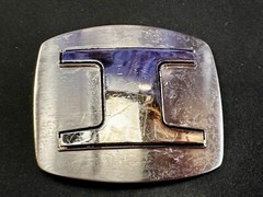 Custom Initial Block Letter I Silver Tone Outlined Reflective Retro Belt Buckle