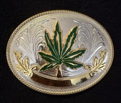 Weed Marijuana Ganja Leaf 420 Biker Belt Western Buckle