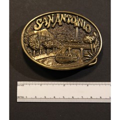 San Antonio Texas Solid Brass Belt Buckle Vintage 1980s Pre-Owned # FS-0347 (O)