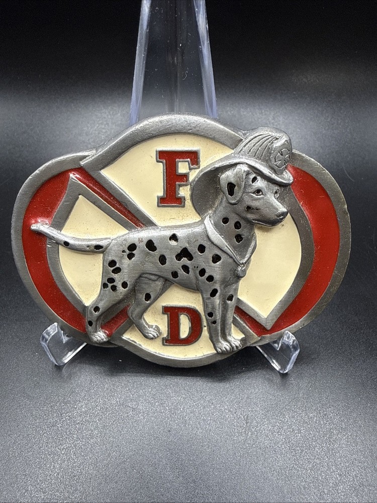 Vintage Buckles Of America Fire Department Maltese Cross Dalmatian Belt Buckle