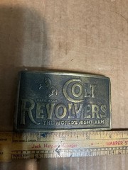 Used Metal Alloy Colt Trade Mark Revolvers The World’s Right Arm Belt Buckle