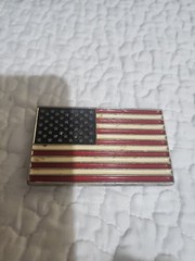 Patriotic Belt Buckle Metal Silver United States of America USA Flag Silver Tone