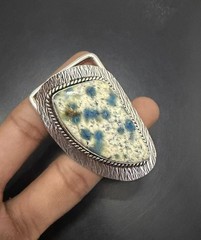 K2 Azurite Gemstone 925 Sterling Silver Handmade Belt Buckles Vintage Gift For