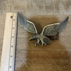 VTG Flying Eagle Belt Buckle Large 6.5” Wingspan Brass Tone Patriotic Americana