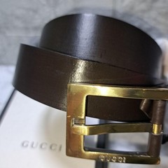 GUCCI Pre-Owned Leather Belt Gold Hardware Brown