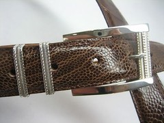Sterling silver buckle w/ 30mm Genuine Ostrich belt size 26 to 46 made in U.S.A.