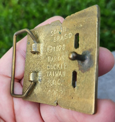 VINTAGE BELT BUCKLE~BILL~NAME~SOLID BRASS~BARON 1978 TAIWAN 2-3/8 x 2&Prime;
