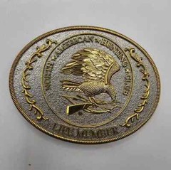 North American Hunting Club Life Member Belt Buckle Silver Gold Tone Statement