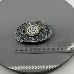 Vintage Western Cowboy Buckle Oval Silver Tone Floral Engraved Fits 1.5 in Belt