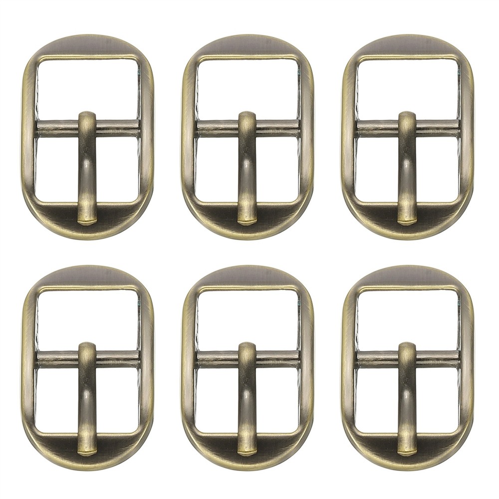 6 Pcs 0.6 Inch Single Prong Buckles Oval Center Bar Buckles, Bronze