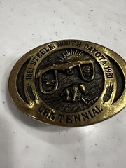 Steel, North Dakota 1881 Centennial Brass Belt Buckle Vintage 1980
