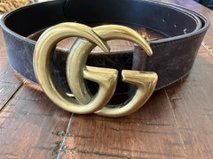 Stunning Vintage Gucci GG Logo Brown Marmont Belt Sz 34