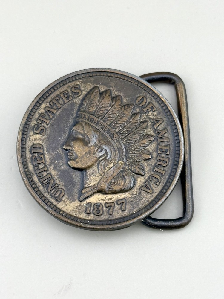 Indian Head Liberty Coin Style Belt Buckle 1877 Americana Gift