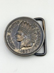 Indian Head Liberty Coin Style Belt Buckle 1877 Americana Gift