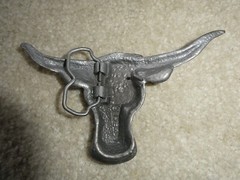 Vintage 1970s Brass MBCI Longhorn Steer Head Belt Buckle 6&Prime; Wide #2