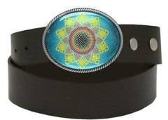 Sunflower Belt Buckle – Abstract Mother Nature Handmade Oval Buckle – 708