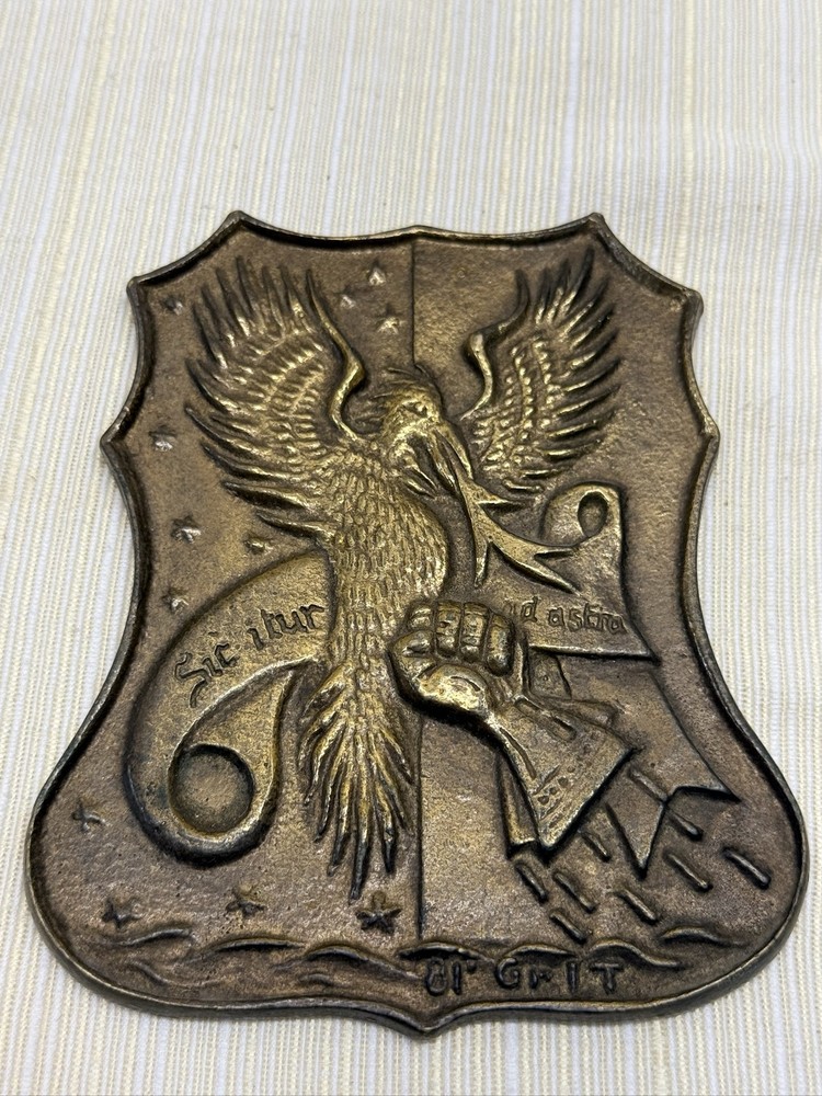 Eagle Shield Buckle Sic Itur Ad Astra Bronze Metal Militaria