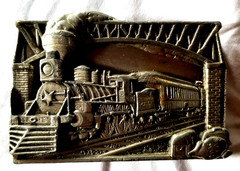 U.S. Mail 1983 Star Locomotive Steam Train Pewter Belt Buckle VTG Bergamot