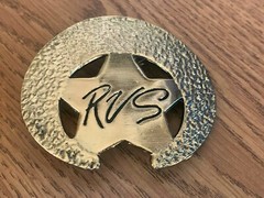 Lucky Horseshoe Belt Buckle with Gold Tone Metal Serial Number 9137 Western USA