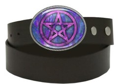 Pretty Pastel Pentagram Pentacle Symbol Handmade Artisan Belt Buckle