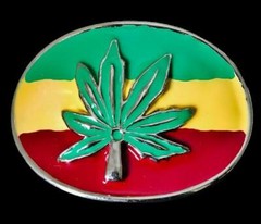 Marijuana Pot Leaf Flag Belt Buckle Hippies Culture Belts Buckles
