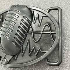 Microphone Sound Wave Belt Buckle Retro Music Rockabilly Metal