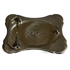 VTG Silver Tone Filigree with Brown Acrylic Stone Metal Vintage Belt Buckle
