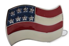 Men Women Teen Kids Buckle Western Cowboy Silver American USA Flag United States