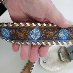 Silver Toned Metal Eagle Belt Buckle Leather Hand Tooled Belt Cowboy Rodeo READ