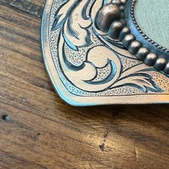 Western Floral Scroll Belt Buckle Copper Tone Beaded Oval Center DIY