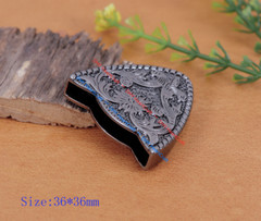 HEAVY DUTY COWBOY WESTERN FLORAL ENGRAVED ANTIQUE SILVER BELT BUCKLE SET 1-1/2&Prime;