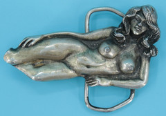 VTG 70s Capt. Hawks Sky Patrol and Novelty Naked Lady Belt Buckle Nude Woman