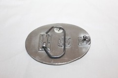 Vintage Great American Products Flying Eagle Pewter Belt Buckle Black Enamel