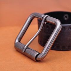 2&Prime; (51mm) Mens Roller Belt Buckle Heel Bar Leather Belt Buckles Antique Silver