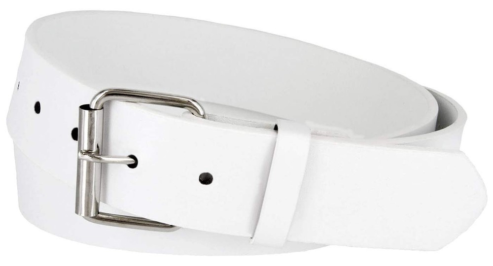Belts.com B570 Mens Belt With Silver Roller Buckle Casual Jean Small, White