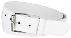 Belts.com B570 Mens Belt With Silver Roller Buckle Casual Jean Small, White