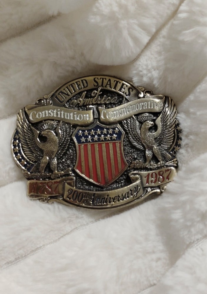 Men&rsquo;s Western Eagle Metal Belt Buckle 1987 200th Anniversary Limited No. 55692