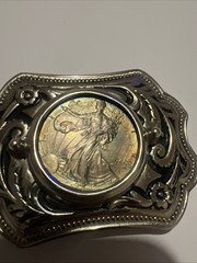Walking Liberty / Silver Eagle Belt With A Vintage Buckle Frame