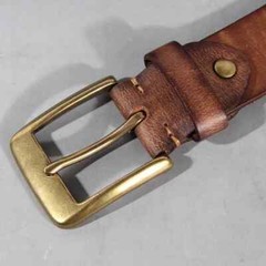 Vintage Luxury Handmade Leather Copper Buckle Man&rsquo;s Belt Cinturon Gotico Cowhide