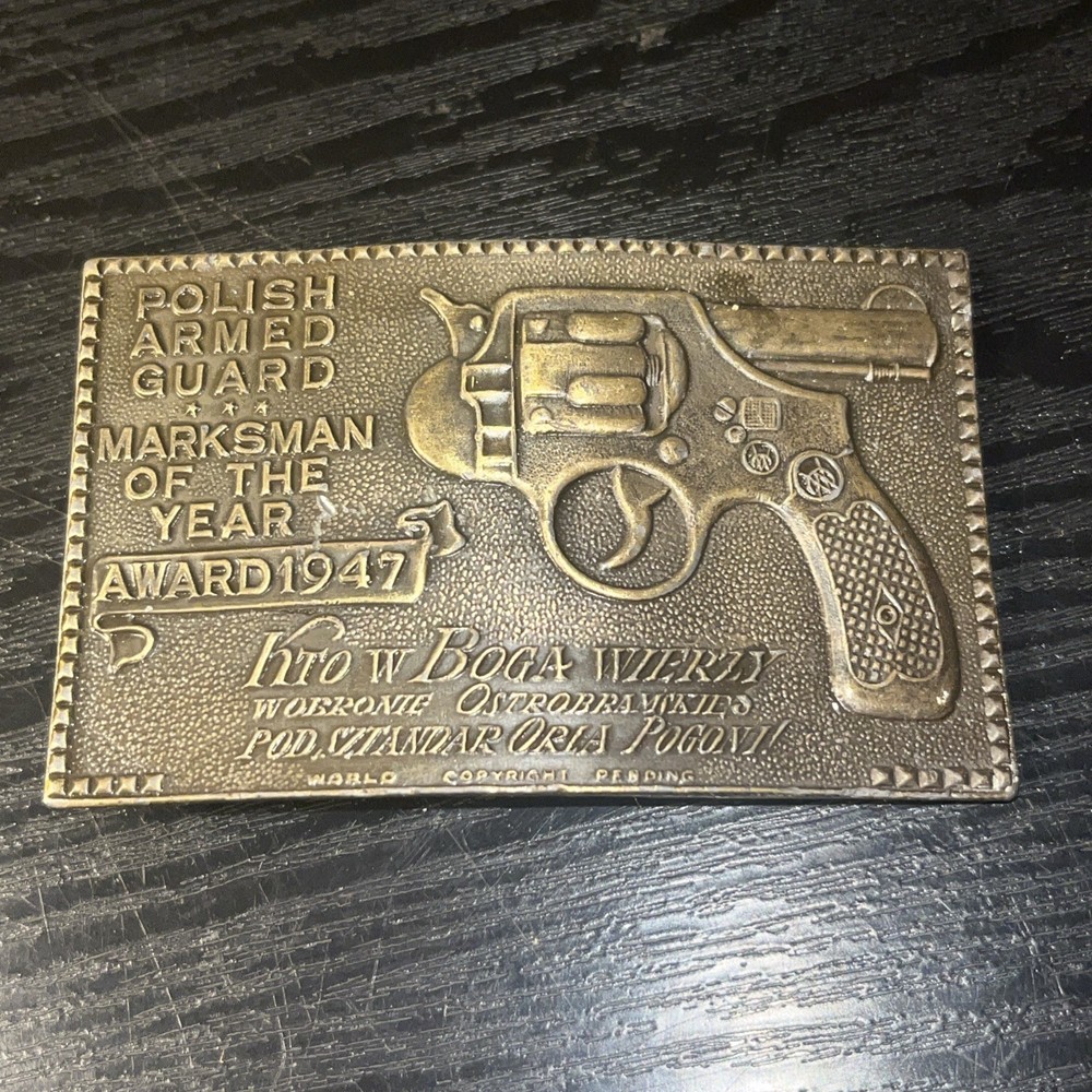 1947 POLISH ARMED GUARD MARKSMAN BELT BUCKLE TIFFANY STUDIO NY – Lewis Chicago