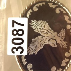 Eagle Belt Buckle Mens One Size Black Silver Oval Western Rope Edge Made USA