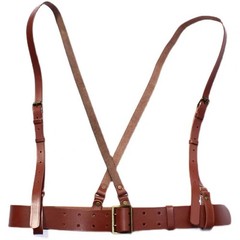 CHINESE ARMY PLA ARMED MILITARY TACTICAL OFFICER LEATHER BELT AND SUSPENDERS SET
