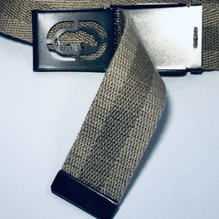Ecko Belt Rhino Size 29 Metal Flip Buckle Tan Khaki Woven