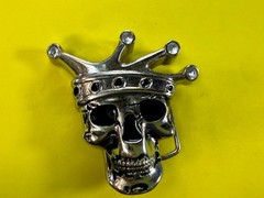 Crowned King Joker Skull Head with Rhinestones Figural Belt Buckle