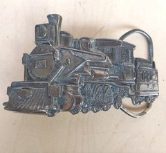 Train Engine Locomotive Belt Buckle Brass Great American Buckle Co Chicago 1981