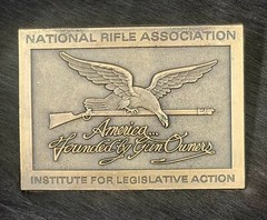 VINTAGE National Rifle Association NRA Belt Buckle America Founded By Gun Owners