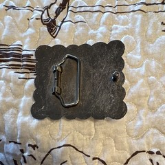 Silver Tone Engraved Belt Buckle w/ Turquoise Stone 1.5in, Non-Authentic western